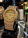 Montes Carlo Iced-Out Gold Watch – Luxury Crystal Edition