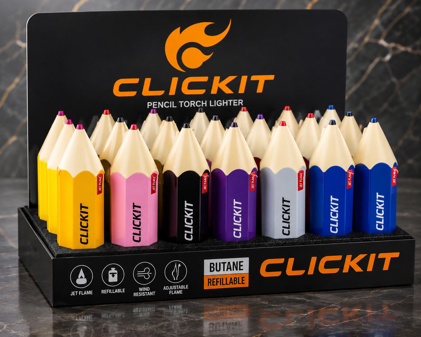 CLICKIT Pencil Jet Torch Lighter 20 piece