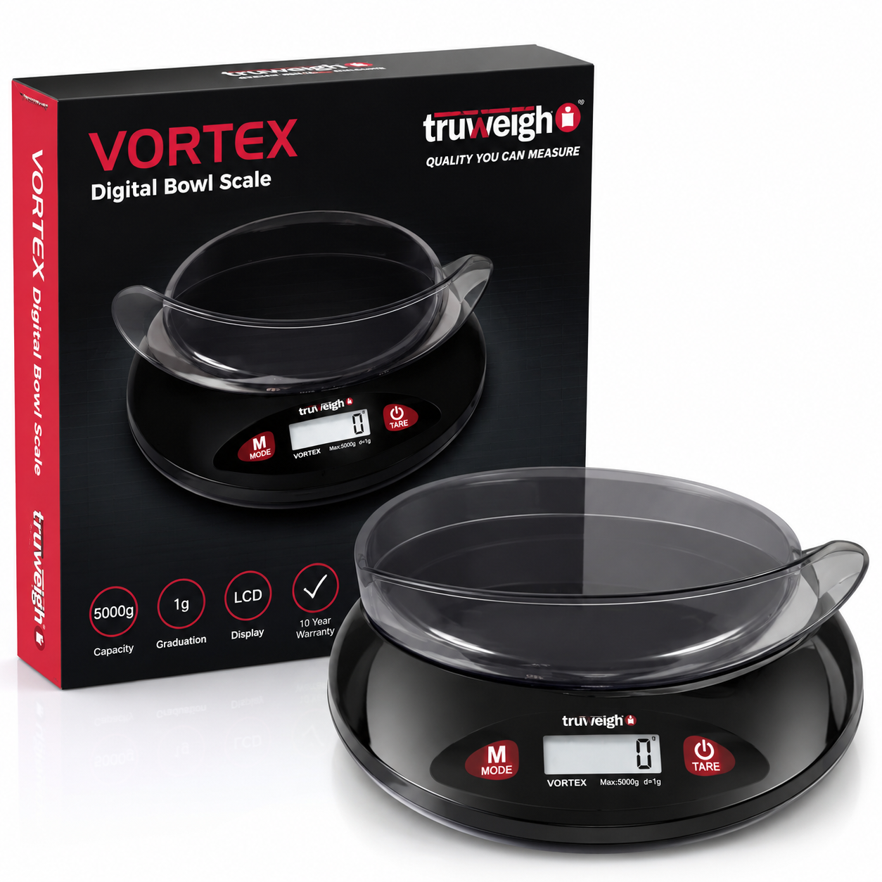 Truweigh VORTEX Digital Bowl Scale – 5000g Capacity, 1g Precision