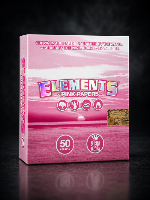 Elements Pink King Size Slim Rolling Papers – Box of 50 Packs🔥