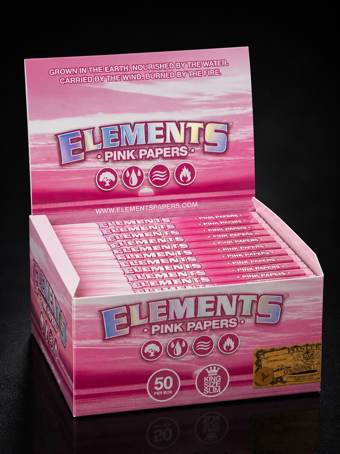 Elements Pink King Size Slim Rolling Papers – Box of 50 Packs🔥
